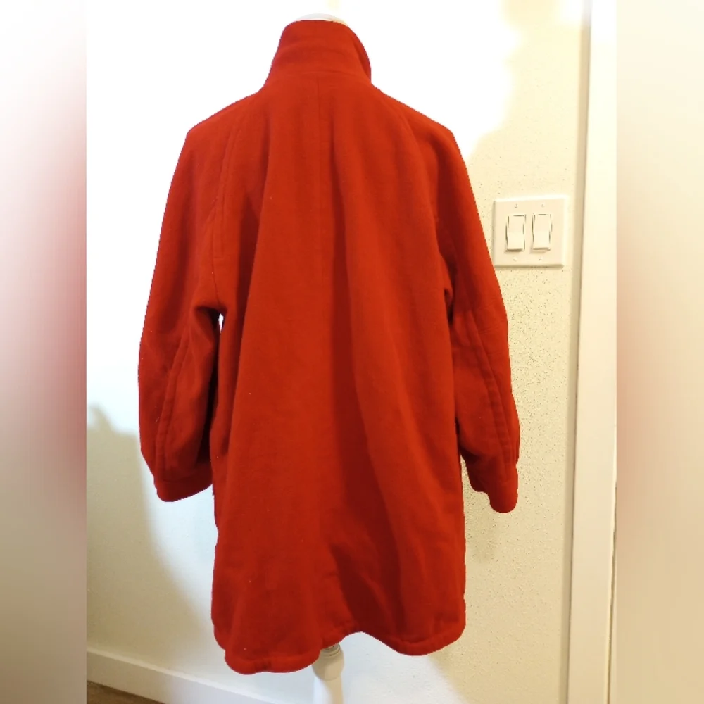 Eddie Bauer Red Wool Coat, Sz L - Picture 5 of 8